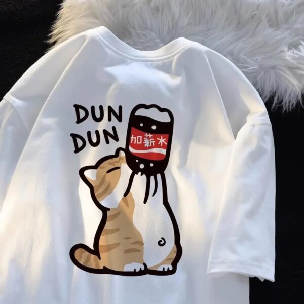 T Shirt Cat Chinoiserie Style Funny Summer Retro Trend Cartoon Kitten Tops Tee T-shirt Women Design Lovers Casual Short Sleeved - Image 2