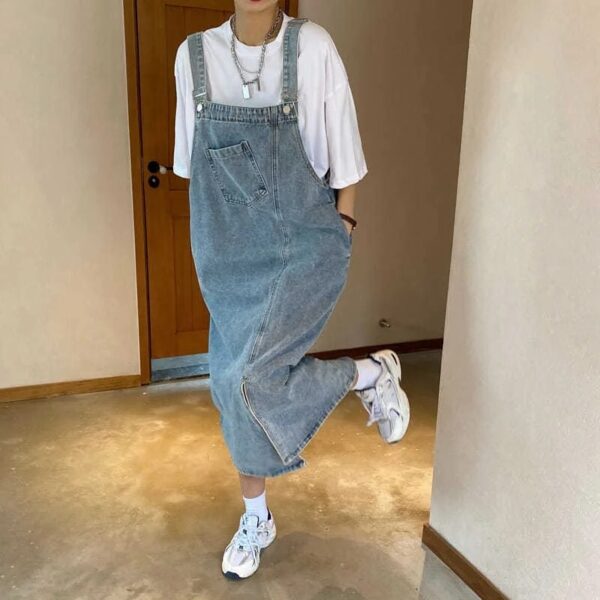 Spring Summer Denim Overall Dress Women Sleeveless Jeans Dresses Fashion Female Solid Slip Casual Loose Spaghetti Strap Dresses - Image 7