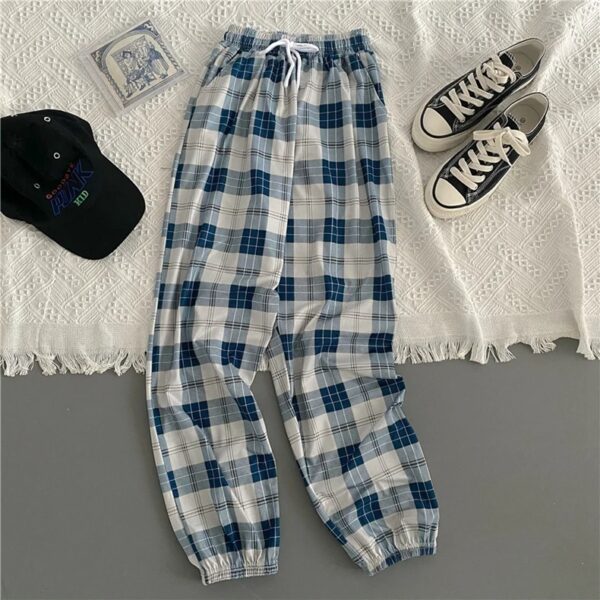 Pants Women New Bunch of feet Fashion Loose Black Plaid Summer Harajuku Students Streetwear Harem Long Trousers Womens Chic - Image 10