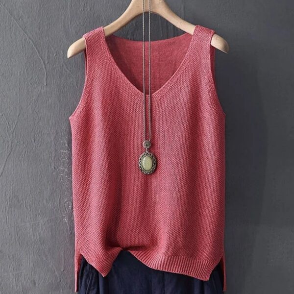 Blusas Mujer De Moda 2024 Blouse Women Summer Sleeveless Knitted Blouse Shirt Women Clothes V-neck Blouse Women Tops Shirts C855 - Image 6