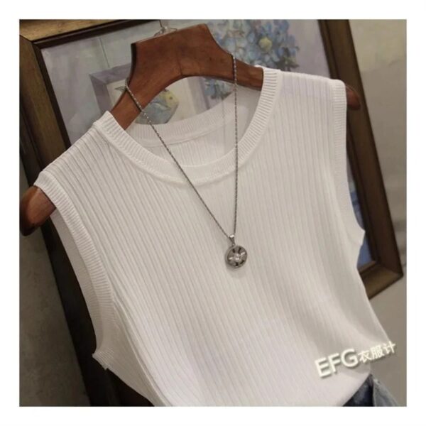 Summer Sleeveless Blouse Women O-neck Knitted Blouse Shirt Women Clothes Women Tops - Image 11