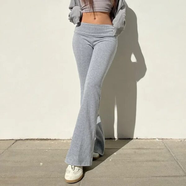 Casual Sexy Basic Solid Flare Pants Slim Low-Waisted Boot Cut Pants Women 2025 Autumn Spring Fashion Streetwear Lady - Image 4