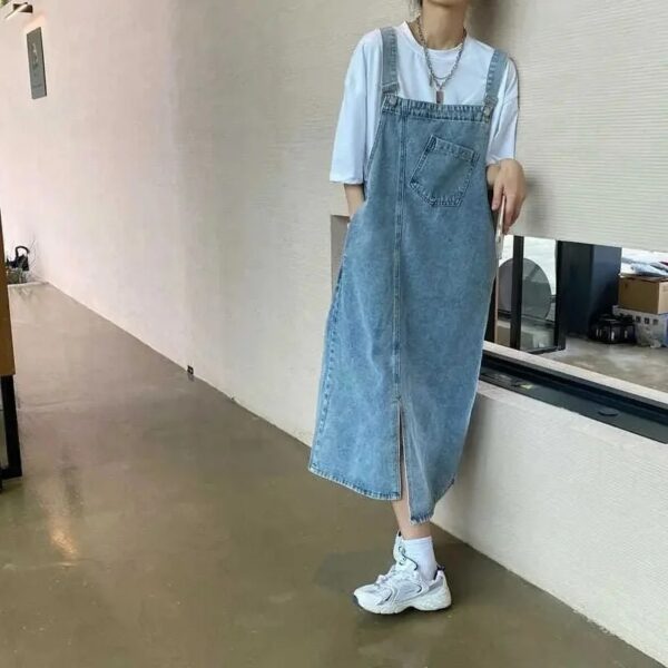 Spring Summer Denim Overall Dress Women Sleeveless Jeans Dresses Fashion Female Solid Slip Casual Loose Spaghetti Strap Dresses - Image 8