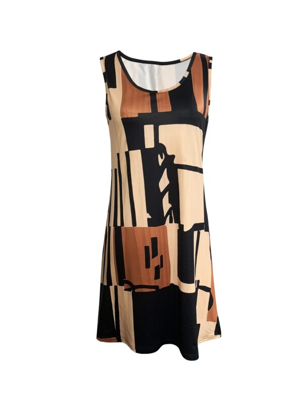 Spring&Summer Women's Geometric Pattern Sleeveless Dress For Summer Vacation,dresses for women summer，Women Bohemia Midi Dresses - Image 7