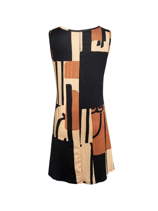 Spring&Summer Women's Geometric Pattern Sleeveless Dress For Summer Vacation,dresses for women summer，Women Bohemia Midi Dresses - Image 6