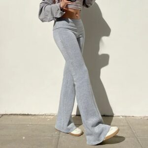 Casual Sexy Basic Solid Flare Pants Slim Low-Waisted Boot Cut Pants Women 2025 Autumn Spring Fashion Streetwear Lady