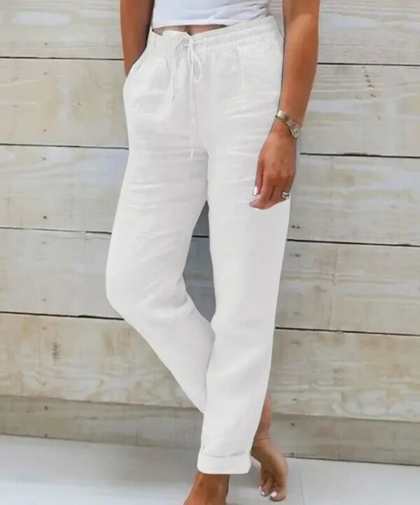 Cotton Linen Summer Pants for Women High Waist Elastic Casual Trousers Streetwear Solid Female Clothes 2025 Loose Pencil Pants - Image 7