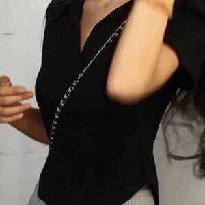 Summer Short Sleeve Lapel Top Women'S Solid V-Neck Pullovers Retro Sweet Shirts Hot Girl Crop Top Female Slim Versatile Tee   4.1   436 Reviews   ౹   2,000+ sold