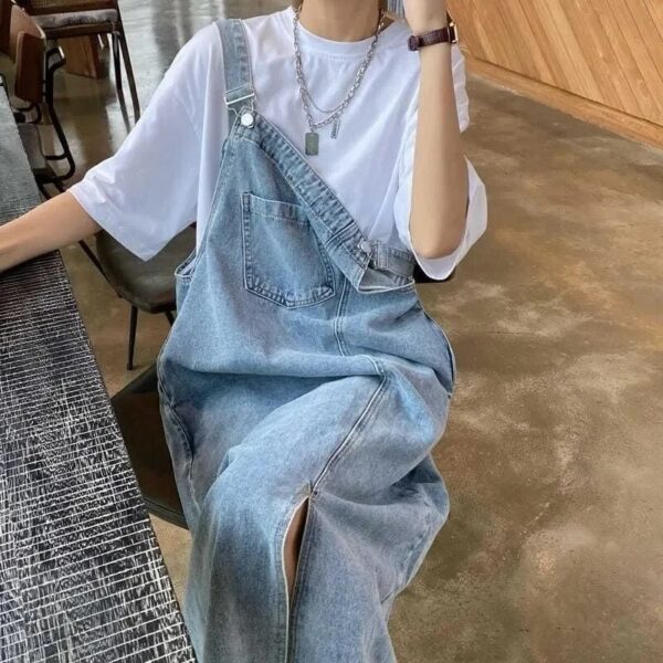 Spring Summer Denim Overall Dress Women Sleeveless Jeans Dresses Fashion Female Solid Slip Casual Loose Spaghetti Strap Dresses - Image 5