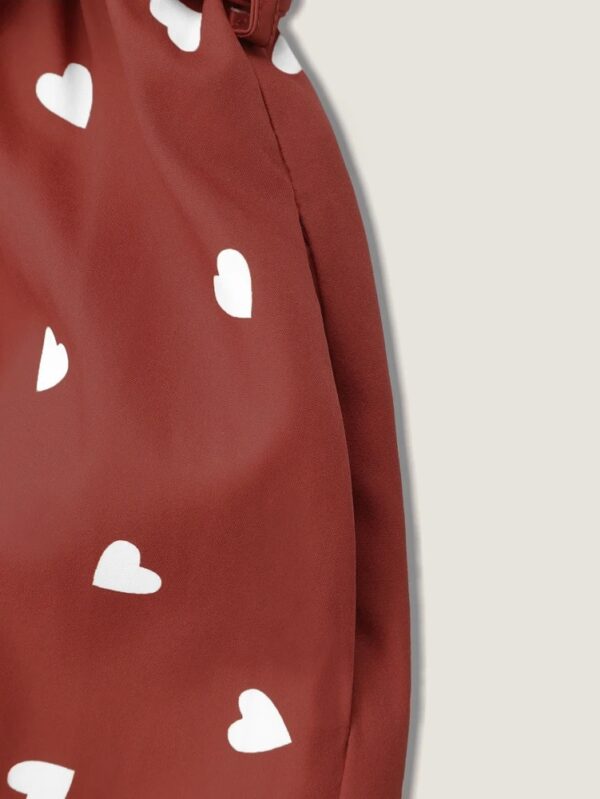 2025 Summer Explosion Women's Heart Print Lantern Sleeve Split Thigh Dress Polyester Super Low Price Sale - Image 2