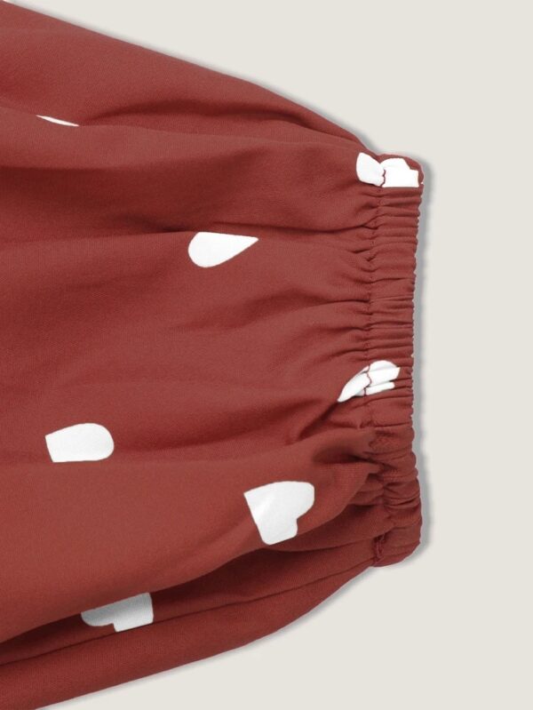 2025 Summer Explosion Women's Heart Print Lantern Sleeve Split Thigh Dress Polyester Super Low Price Sale - Image 3
