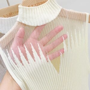 Mesh Knitted Top Women Y2K Tank Top Half Neck Vest Female Sleeveless Sweater Chic Cut Out Streetwear Solid Skinny Tube Top