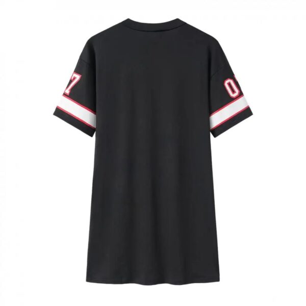 New Fashion V-Neck Queen Letters Print Dress Short Sleeve Basketball Sporty Style Sexy Loose Female Clothing Streetwear - Image 4