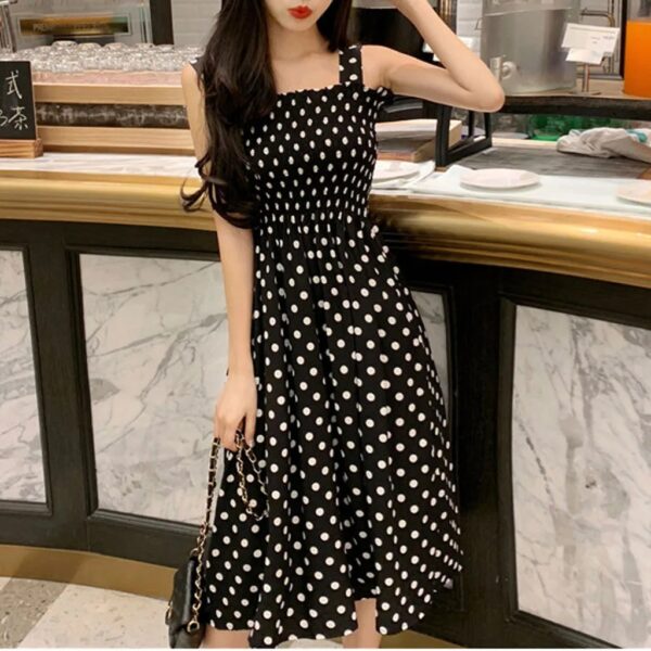 Women's Dresses 2025 Summer Fashion Loose None Sleeve Polka Dot Shoulder Plus Size Casual Dress Sexy Dresses - Image 3