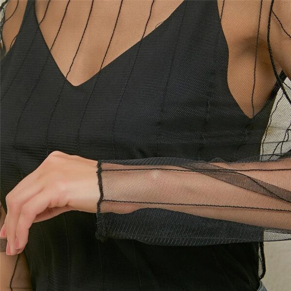 New Transparent See Through Shirt Women Sexy Harajuku Mesh Tops Net Undershirt Star Base Top Camisas Femininas Clubwear SheerTee - Image 5