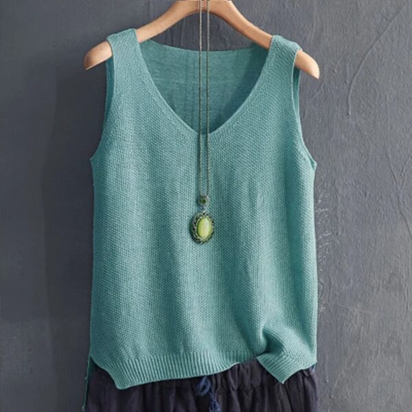 Blusas Mujer De Moda 2024 Blouse Women Summer Sleeveless Knitted Blouse Shirt Women Clothes V-neck Blouse Women Tops Shirts C855 - Image 5