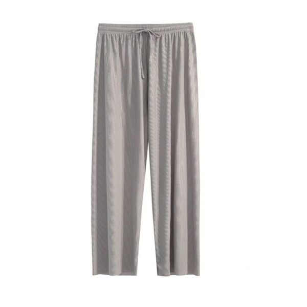 Women Ankle-Length Wide Leg Pants Casual Summer Solid Elastic Waist Loose Ice Silk Pants Spring Summer Female Trousers - Image 7