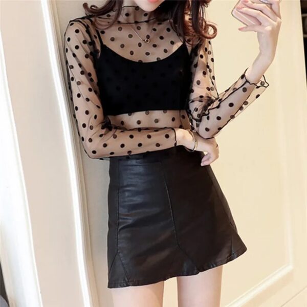 New Transparent See Through Shirt Women Sexy Harajuku Mesh Tops Net Undershirt Star Base Top Camisas Femininas Clubwear SheerTee - Image 4