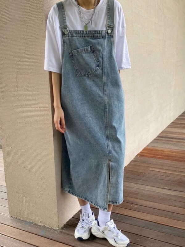Spring Summer Denim Overall Dress Women Sleeveless Jeans Dresses Fashion Female Solid Slip Casual Loose Spaghetti Strap Dresses - Image 2