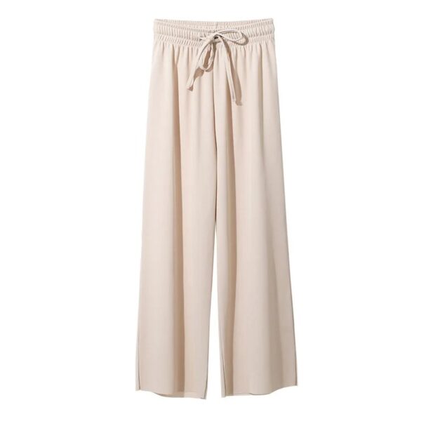 Women Ankle-Length Wide Leg Pants Casual Summer Solid Elastic Waist Loose Ice Silk Pants Spring Summer Female Trousers - Image 8