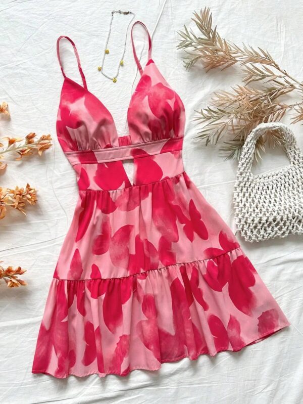 4-Color Leopard Printed Sexy Camisole Dress Women Sleeveless Backless Mini Dress Summer Vacation Dresses - Image 2