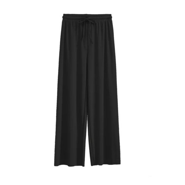 Women Ankle-Length Wide Leg Pants Casual Summer Solid Elastic Waist Loose Ice Silk Pants Spring Summer Female Trousers - Image 9
