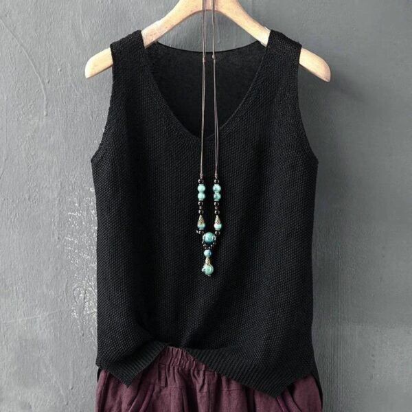 Blusas Mujer De Moda 2024 Blouse Women Summer Sleeveless Knitted Blouse Shirt Women Clothes V-neck Blouse Women Tops Shirts C855 - Image 8