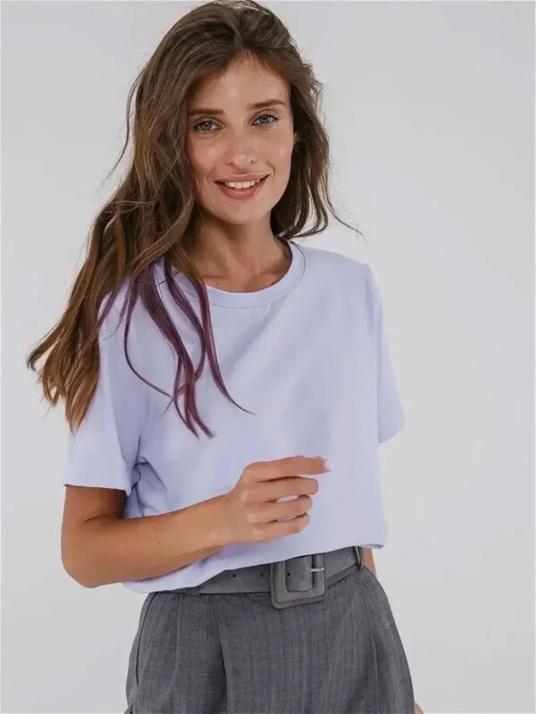 Summer 100% Cotton Women's T-shirt Bottoming Basic Fashionable Solid Lady Short Sleeve Loose Tops Shirts 230g/㎡ Tops - Image 11