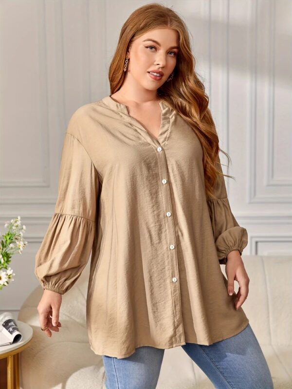 Spring plus Size Women's Solid Color Button Shirt Elegant Loose Blouse Versatile Office Commuter Wear 2025 - Image 3