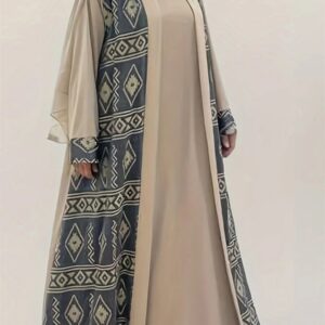 Elegant Floral Embroidered Abaya Maxi Dress with Belt and Flared Sleeves for Women - Stylish Middle Eastern Ramadan Outfit