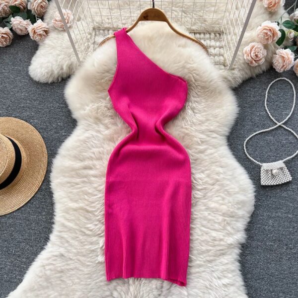 Solid New Chic Fashion Sexy Package Hips Mini Dress Women Summer Slim Elastic Knitted Party Dress Streetwear Lady Outfits - Image 2