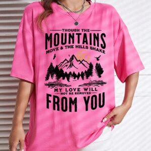 Spring Woman Cotton T-Shirts Mountains Setting Sun Printed Short Sleeve Tees Fashion Female Clothes Comfortable Soft Street Tops
