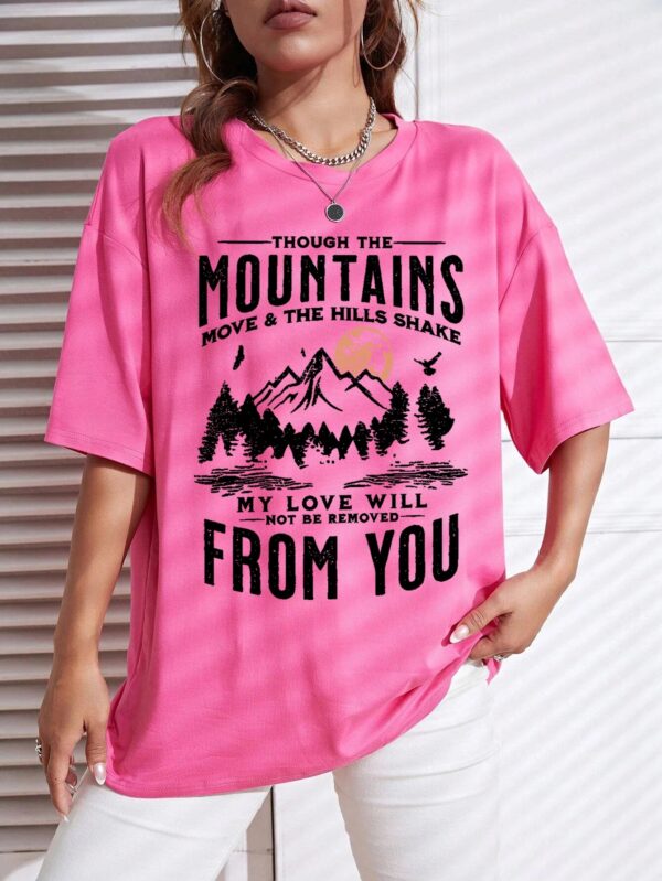 Spring Woman Cotton T-Shirts Mountains Setting Sun Printed Short Sleeve Tees Fashion Female Clothes Comfortable Soft Street Tops