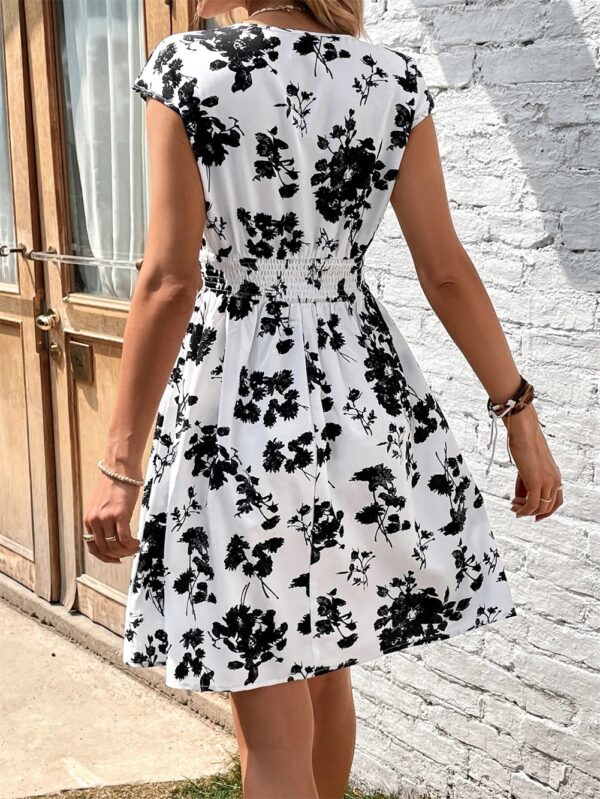 Women's V-Neck Printed Skirt Dress - Image 6