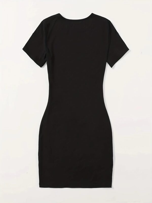 Summer Women's PERFECTLY Print Casual Slim Fit Short Sleeve Round Neck T-shirt Mini Dress - Image 4