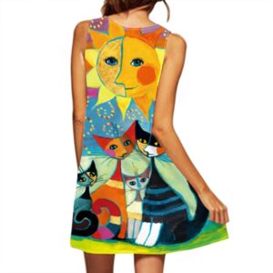 2025 European and American Cross Border Women's New Dress V-neck Sleeveless Sexy Printed Large Hem Foreign Trade Dress