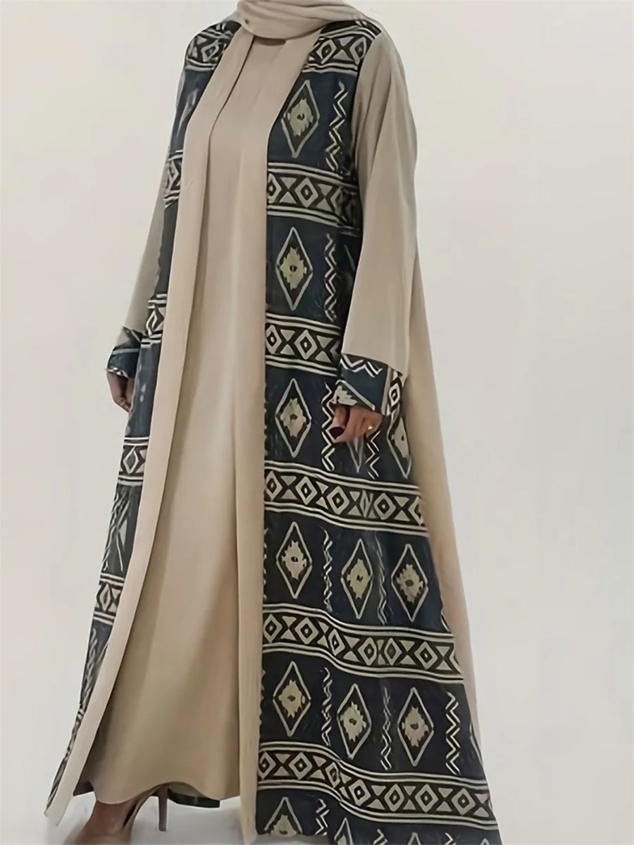 Elegant Floral Embroidered Abaya Maxi Dress with Belt and Flared Sleeves for Women - Stylish Middle Eastern Ramadan Outfit - Image 3