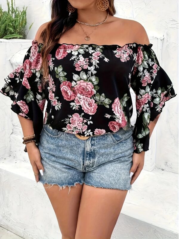 Women's plus size black elegant spring summer casual split lace patchwork loose elastic waist wide leg pants straight leg pants - Image 4