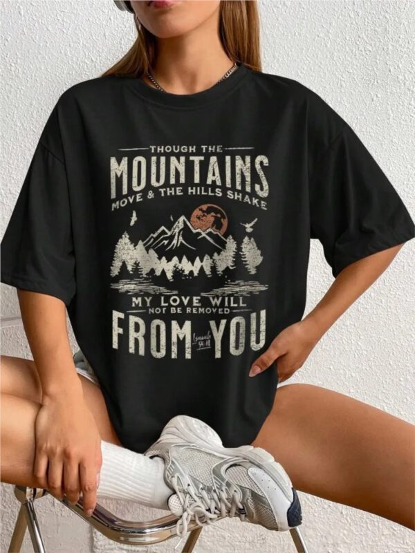 Spring Woman Cotton T-Shirts Mountains Setting Sun Printed Short Sleeve Tees Fashion Female Clothes Comfortable Soft Street Tops - Image 4