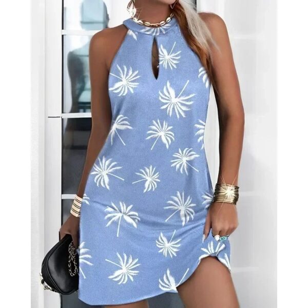 Women's Summer Casual Dress Sleeveless Hanging Neck Fashion Printed Dress Commuter Holiday Party Women's Dress - Image 8