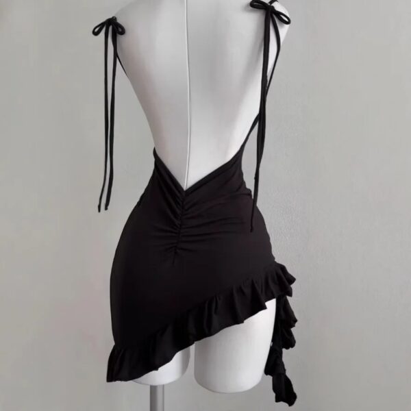 2025 Sexy Sleelveless Backless Mini Dress Women Summer Europe America Lace Up Bodycon Dresses High Street Party Club Black Dress - Image 5