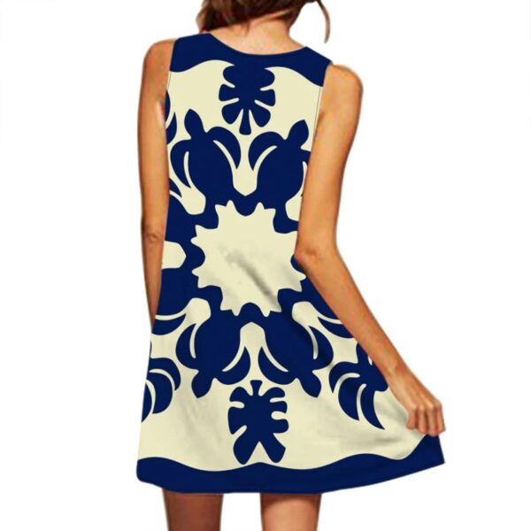 2025 European and American Cross-border WOMEN'S Clothing New Dress V-neck Sleeveless Sexy Printed Large Hem Medium Length Dress - Image 5