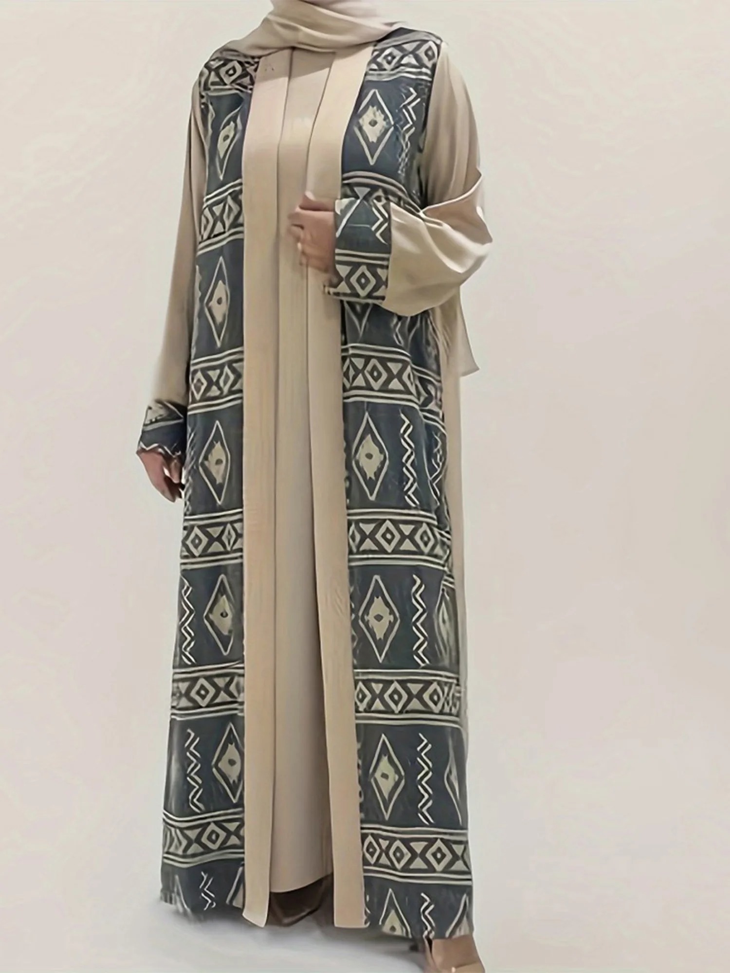 Elegant Floral Embroidered Abaya Maxi Dress with Belt and Flared Sleeves for Women - Stylish Middle Eastern Ramadan Outfit - Image 4