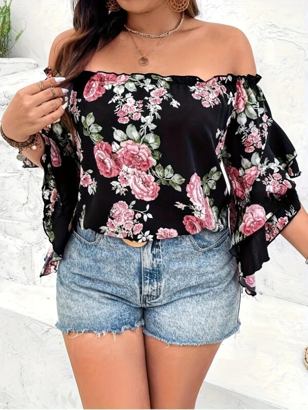 Women's plus size black elegant spring summer casual split lace patchwork loose elastic waist wide leg pants straight leg pants - Image 3
