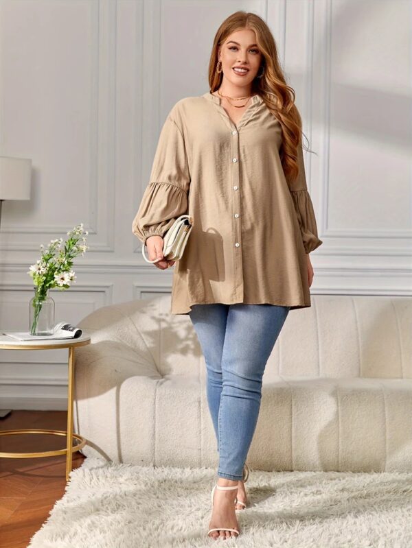 Spring plus Size Women's Solid Color Button Shirt Elegant Loose Blouse Versatile Office Commuter Wear 2025