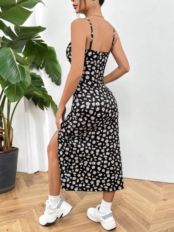 Fall 2025 Long Dress Strapless Wrap Chest High Slit Daisy Leopard Print Wrap around Skirt Maxi Dress - Image 7