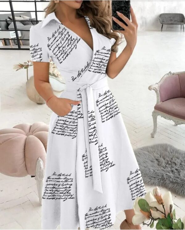 Rainbow Striped Print Summer Dress 2025 Women Button Up Short Sleeve Casual Vintage Shirt Long Dress Ladies Elegant Maxi Dresses - Image 7