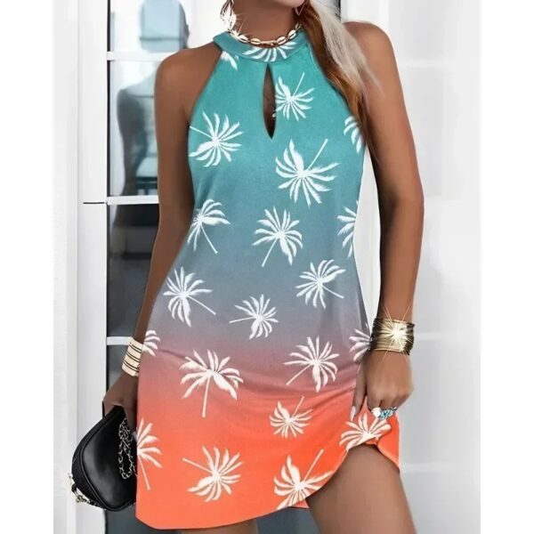 Women's Summer Casual Dress Sleeveless Hanging Neck Fashion Printed Dress Commuter Holiday Party Women's Dress - Image 7