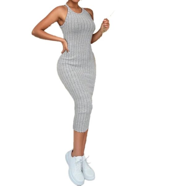 Solid Halter Neck Bodycon Midi Dress High-end temperament vest halter dress women's summer new high-waist slim temperament slim - Image 8