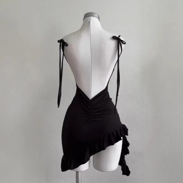 2025 Sexy Sleelveless Backless Mini Dress Women Summer Europe America Lace Up Bodycon Dresses High Street Party Club Black Dress - Image 4